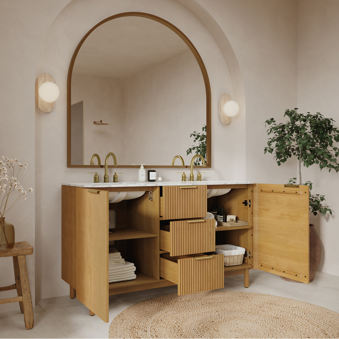 Nova 60" Marble Top Double Sink Bathroom Vanity